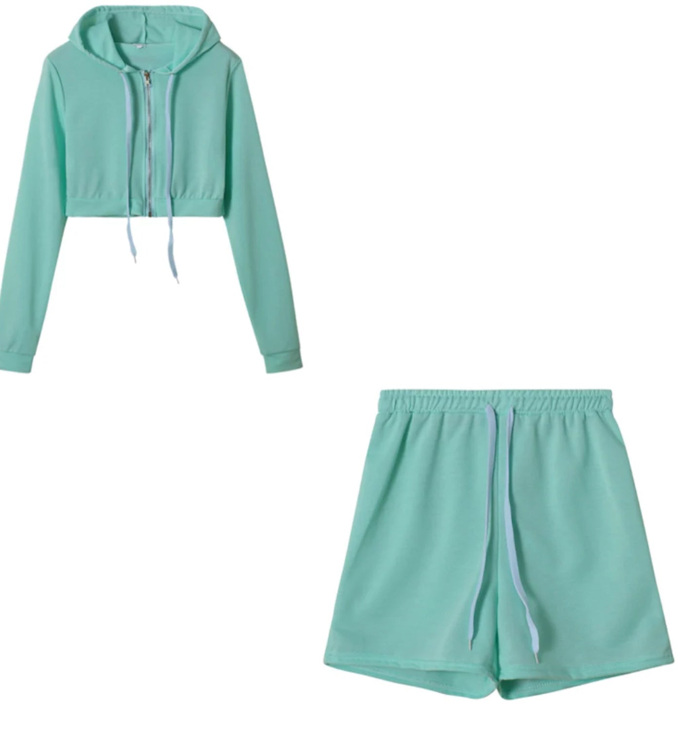 Two Piece Hooded Jacket Shorts Set